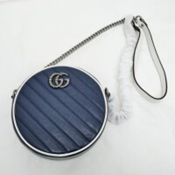 Gucci Chain Marmont Blue Shoulder GG Navy Bag - Picture 8 of 9
